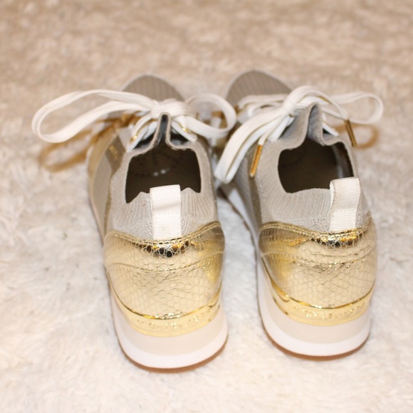 michael michael kors billie metallic knit trainer